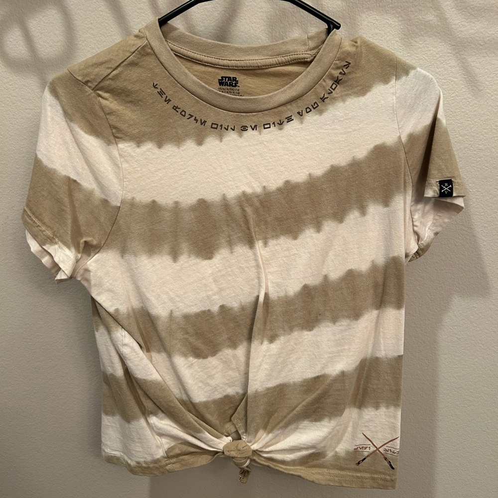 Star Wars twist tie crop top shirt with Aurebesh in XL